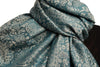 Prussian Blue & Grey Paisleys Pashmina Feel With Tassels