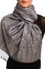 Oxford Blue & Grey Paisleys Pashmina Feel With Tassels