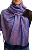 Bright Blue & Pink Paisleys Pashmina Feel With Tassels