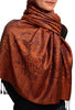 Orange & Dark Blue Paisleys Pashmina Feel With Tassels