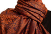 Orange & Dark Blue Paisleys Pashmina Feel With Tassels