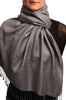 Slate Grey Paisleys Pashmina Feel With Tassels