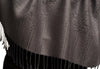 Slate Grey Paisleys Pashmina Feel With Tassels