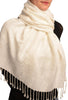 Dots On White Pashmina Feel With Tassels