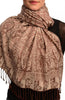 Dots On Beige & Brown Pashmina Feel With Tassels