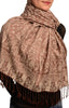 Dots On Beige & Brown Pashmina Feel With Tassels