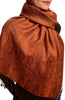 Dots On Terracotta & Brown Pashmina Feel With Tassels