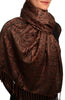 Dots On Chocolate Brown Pashmina Feel With Tassels