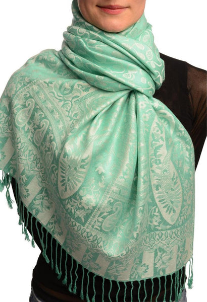 Dots On Caledon Green Pashmina Feel With Tassels