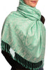 Dots On Caledon Green Pashmina Feel With Tassels