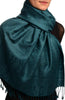 Dots On Pine Green Pashmina Feel With Tassels