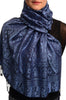 Dots On Blue & Dark Blue Pashmina Feel With Tassels