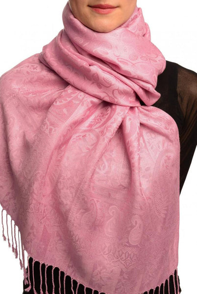 Dots On Lavender Pink Pashmina Feel With Tassels