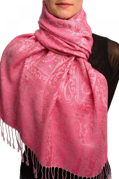 Dots On Rose Pink Pashmina Feel With Tassels