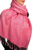 Dots On Rose Pink Pashmina Feel With Tassels