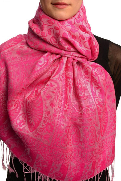 Dots On Fuchsia Pink Pashmina Feel With Tassels