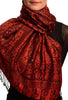 Dots On Red & Black Pashmina Feel With Tassels