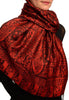 Dots On Red & Black Pashmina Feel With Tassels