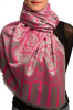 Fuchsia Pink Large Paisley On Grey Pashmina Feel