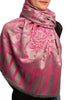 Fuchsia Pink Large Paisley On Grey Pashmina Feel