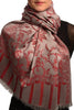 Red Large Paisley On Grey Pashmina Feel