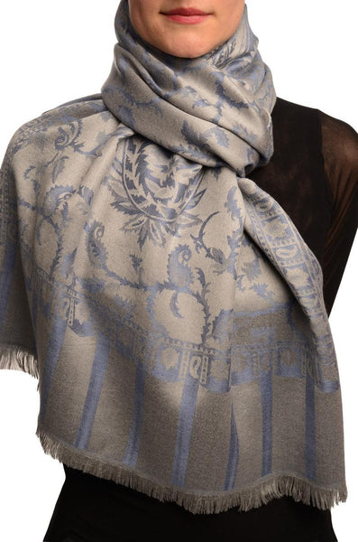 LissKiss Pearls & Paisleys On Silver Grey Pashmina Feel With Tassels -  Scarf at  Women's Clothing store