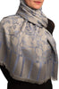 Steel Blue Large Paisley On Grey Pashmina Feel