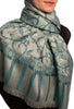 Prussian Blue Large Paisley On Grey Pashmina Feel