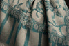 Prussian Blue Large Paisley On Grey Pashmina Feel