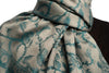 Prussian Blue Large Paisley On Grey Pashmina Feel