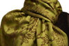 Brown Large Paisley On Olive Green Pashmina Feel