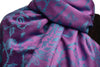 Blue Large Paisley On Purple Pashmina Feel