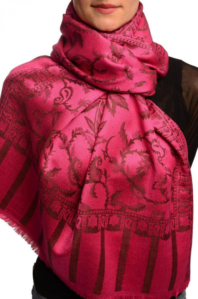 LissKiss Puce Pink Large Paisley On Grey Pashmina Feel - Scarf at