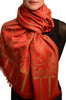 Green Large Paisley On Red Pashmina Feel