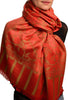 Green Large Paisley On Red Pashmina Feel