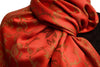 Green Large Paisley On Red Pashmina Feel