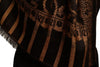 Brown Large Paisley On Black Pashmina Feel