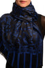 Dark Blue Large Paisley On Black Pashmina Feel