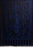 Dark Blue Large Paisley On Black Pashmina Feel