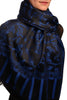 Dark Blue Large Paisley On Black Pashmina Feel