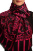 Fuchsia Pink Large Paisley On Black Pashmina Feel