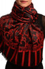 Red Large Paisley On Black Pashmina Feel
