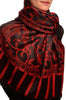 Red Large Paisley On Black Pashmina Feel