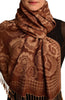 Daisies On Brown Pashmina Feel With Tassels