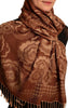 Daisies On Brown Pashmina Feel With Tassels