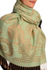 Daisies On Moss Green Pashmina Feel With Tassels