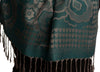 Daisies On Teal Blue Pashmina Feel With Tassels