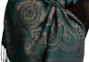 Daisies On Teal Blue Pashmina Feel With Tassels