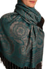 Daisies On Teal Blue Pashmina Feel With Tassels