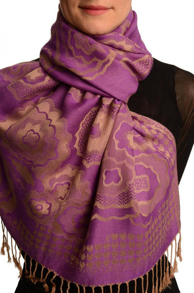 Daisies On Purple Pashmina Feel With Tassels